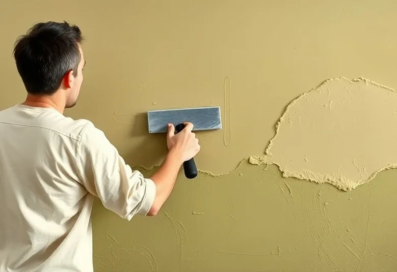 Application d'un enduit décoratif à la lisseuse sur un mur