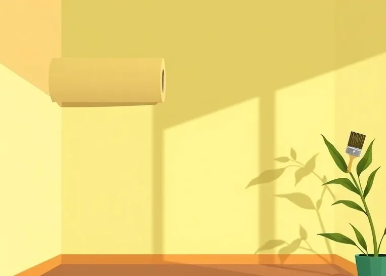 Pose de papier peint, rouleau et brosse à maroufler